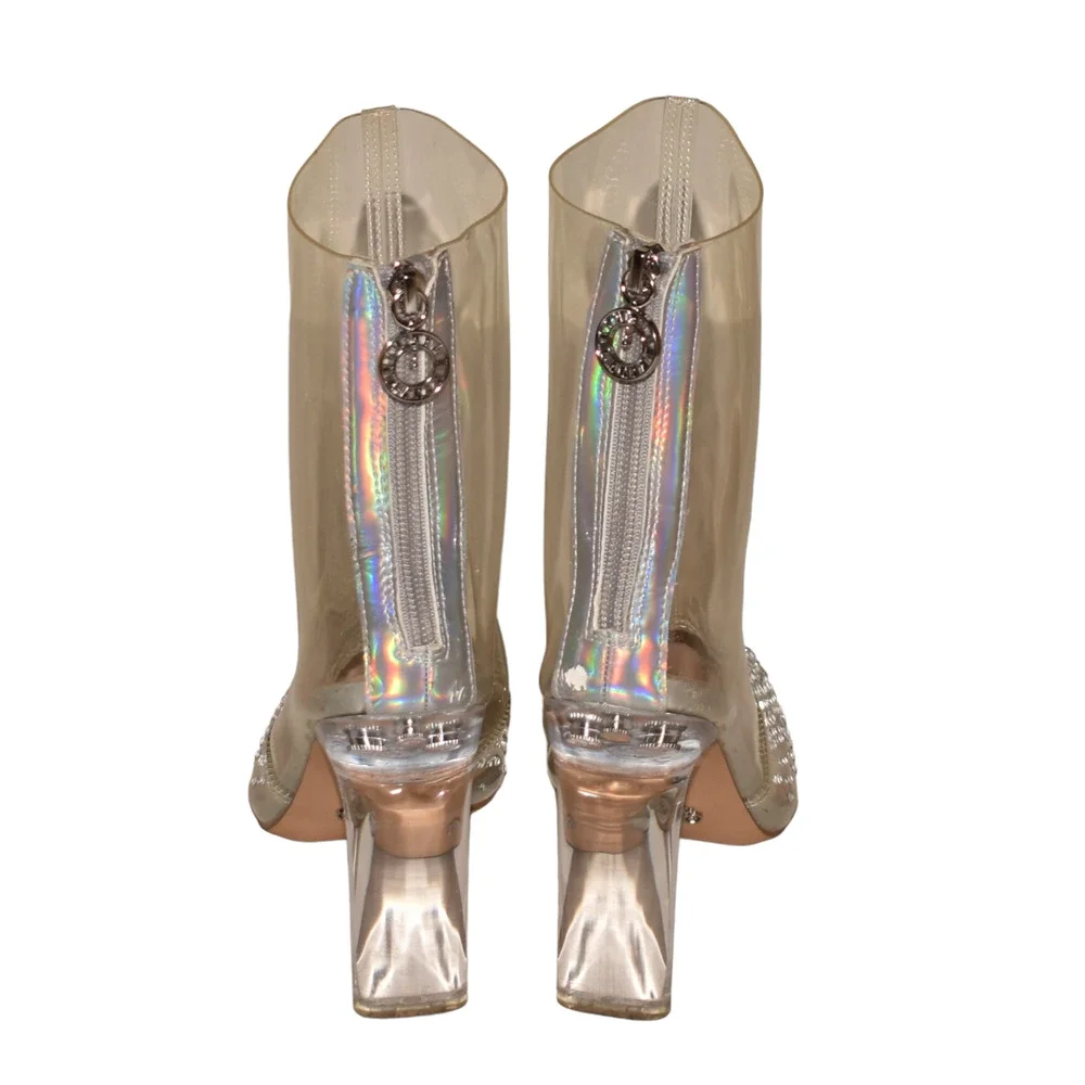 DISNEY X ALDO $150 Cinderella Strike Twelve Clear Rhinestone Bootie‎ Size 8.5 - Picture 5 of 9